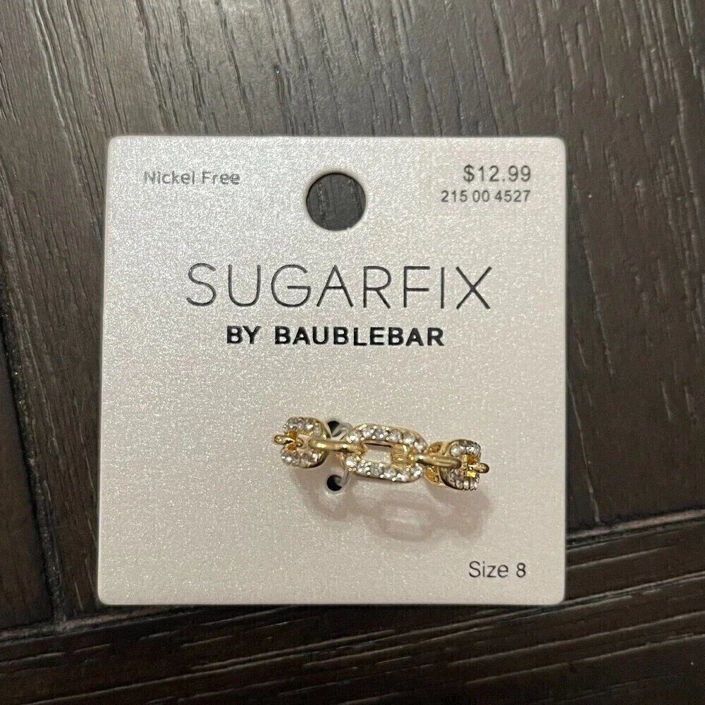 SUGARFIX by BaubleBar Crystal Link Chain Ring‎ - Size 8 NEW Chain Casual Career